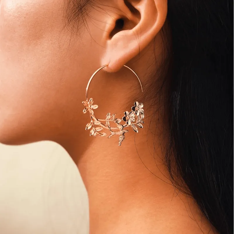 Don’t AsK Goldtone Floral Hoop Earrings – Open Flower Hoop Dangles sold by Zulily