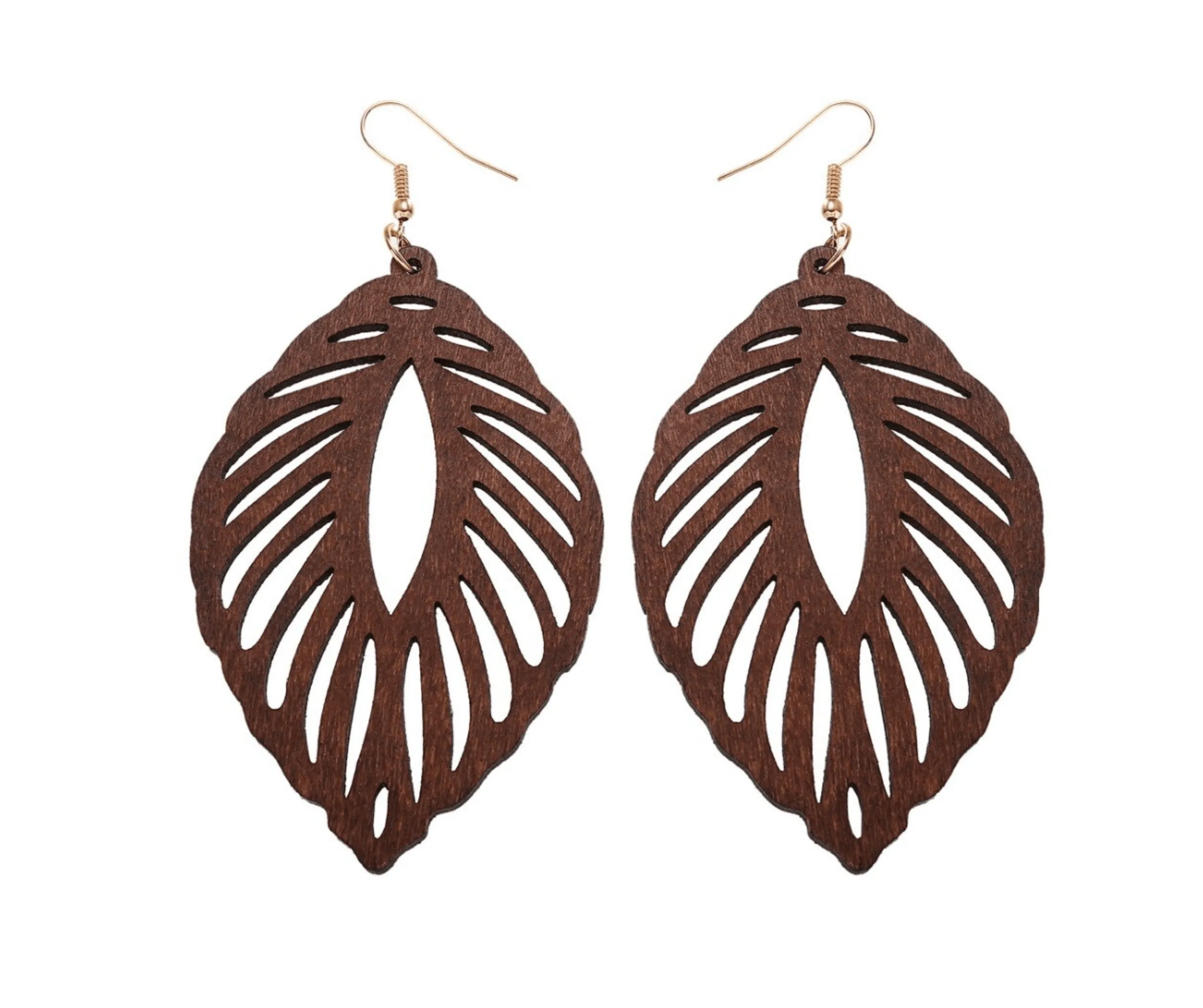 Don’t AsK Goldtone Brown Wooden Leaf Drop Earrings – Natural Wood Dangles sold by Zulily