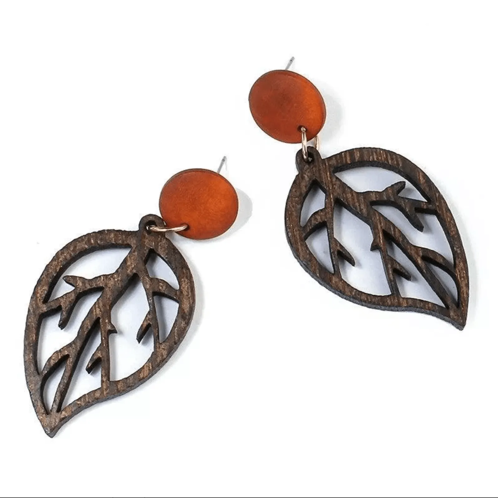 Don’t AsK Brown Wooden Leaf Cutout Earrings – Lightweight Nature Dangles sold by Zulily