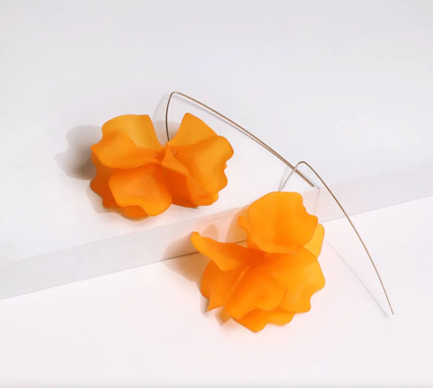 Don’t AsK Goldtone Orange Flower Threader Earrings – Delicate Pull-Through Dangles sold by Zulily