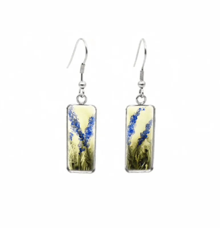 Don't AsK Rectangular Art-Print Drop Earrings – Lavender Sprigs – Lightweight Dangle Earrings for Women sold by Zulily
