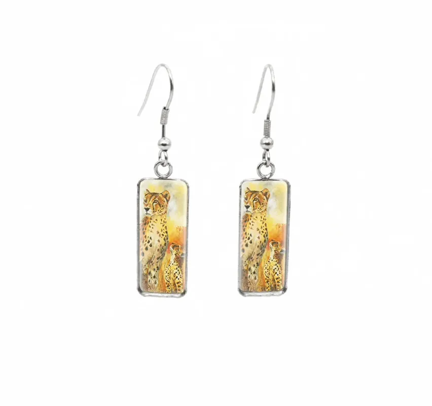Don't AsK Rectangular Art-Print Drop Earrings – Cheetah – Lightweight Dangle Earrings for Women sold by Zulily