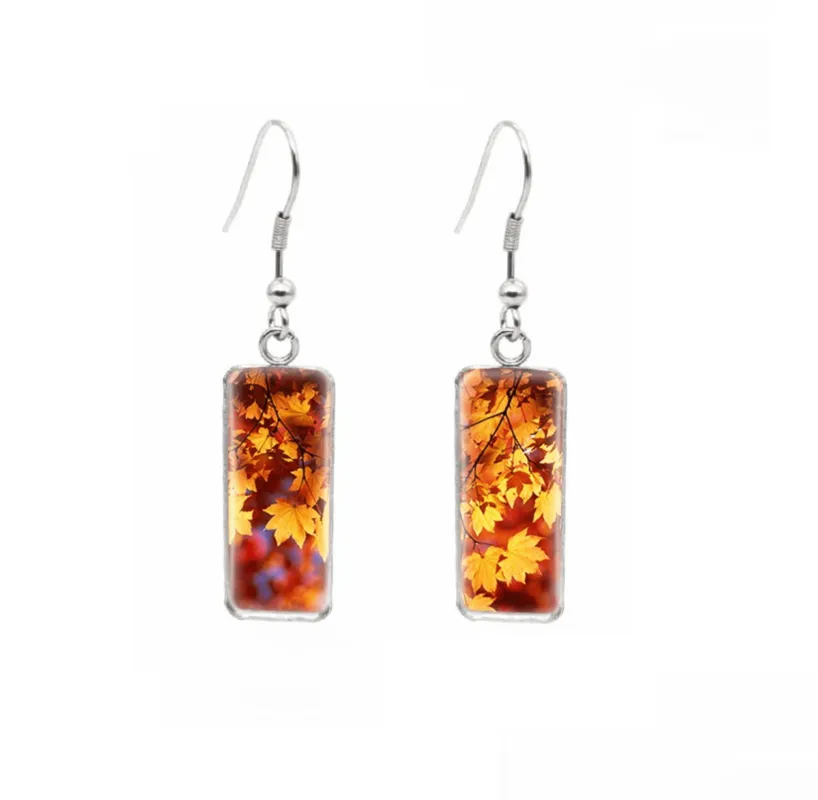 Don't AsK Rectangular Art-Print Drop Earrings – Fall Foliage – Lightweight Dangle Earrings for Women sold by Zulily