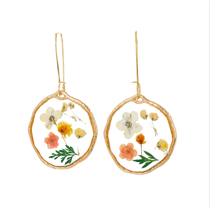 Don’t AsK Goldtone Transparent Mixed Dried Floral Drop Earrings – Real Flowers in Resin sold by Zulily
