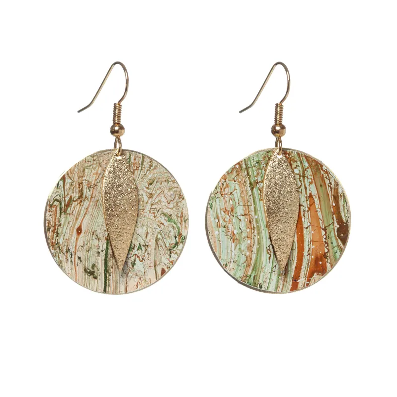 Don’t AsK Green Orange Multi-Color Circular Leaf Drop Earrings – Modern Nature Dangles sold by Zulily