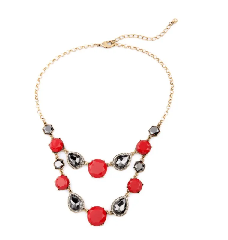 Don’t AsK Red Black Layered Statement Necklace – Bold Multi-Strand Necklace sold by Zulily