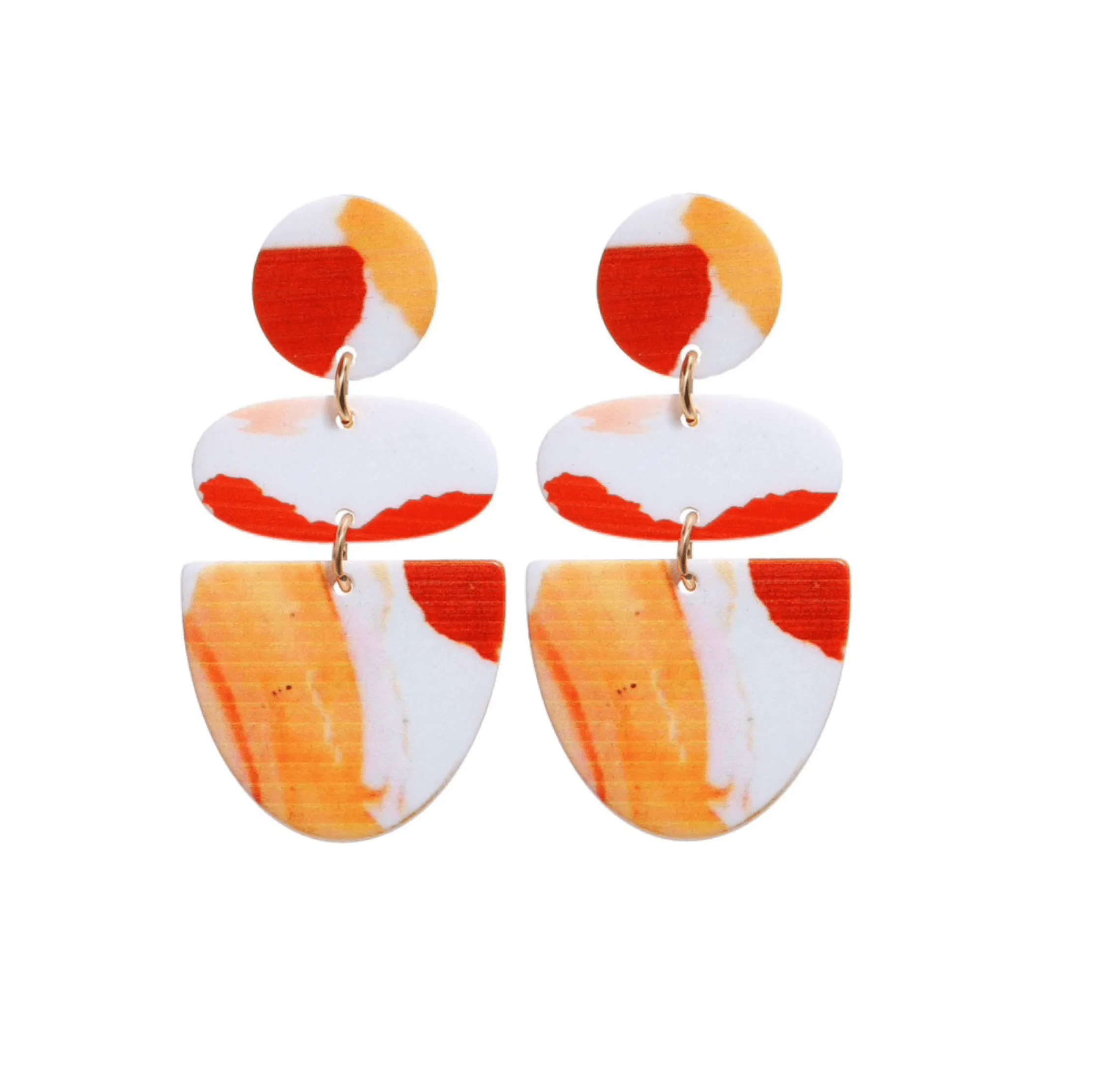 Don’t AsK White Red Orange Marbled Drop Earrings – Swirl Resin Dangles sold by Zulily