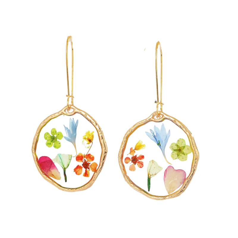 Don’t AsK Goldtone Transparent Multicolour Dried Floral Drop Earrings – Real Flowers in Resin sold by Zulily