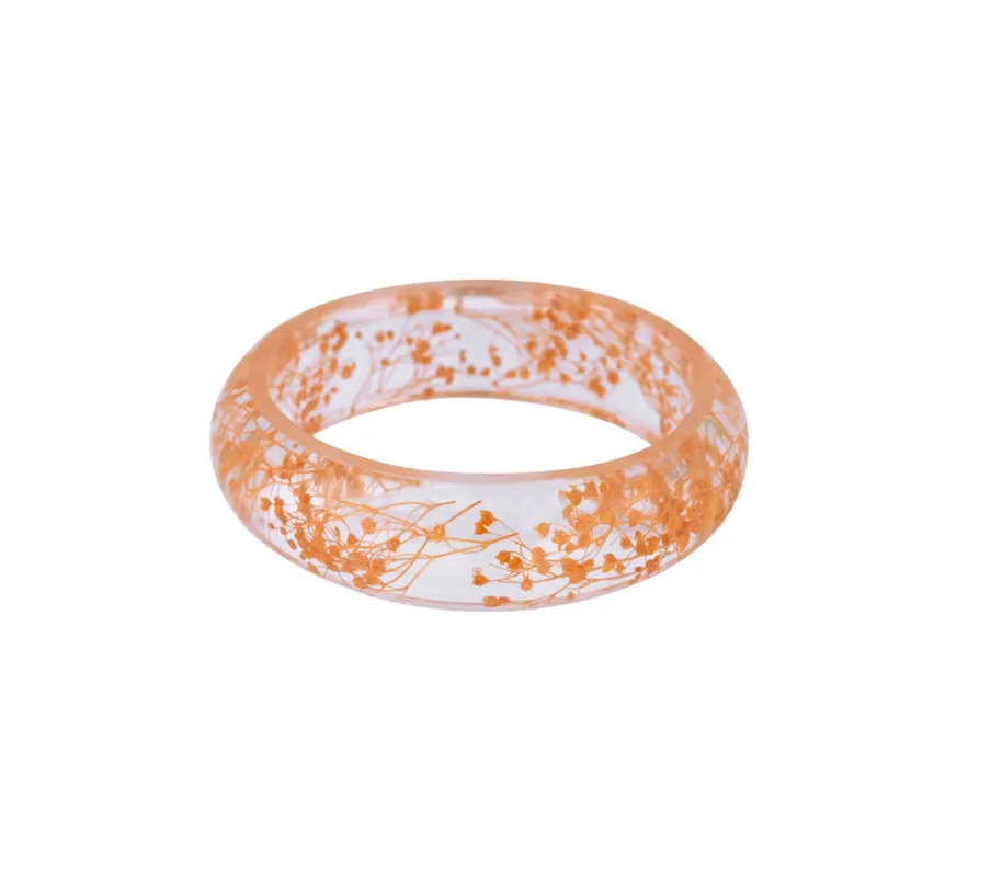Don’t AsK Floral Transparent Cuff Bracelet – Clear Resin Cuff with Orange Dried Flowers made by Zulily
