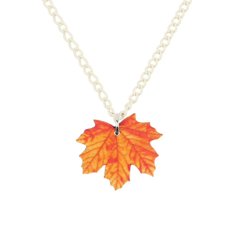 Don’t AsK Orange Maple Leaf Pendant Necklace – Autumn Leaf Necklace for Women sold by Zulily