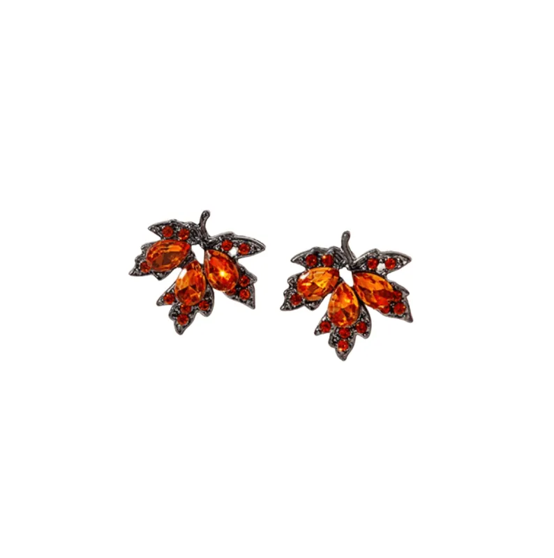 Don’t AsK Orange Crystal Maple Leaf Stud Earrings – Sparkling Fall Studs sold by Zulily