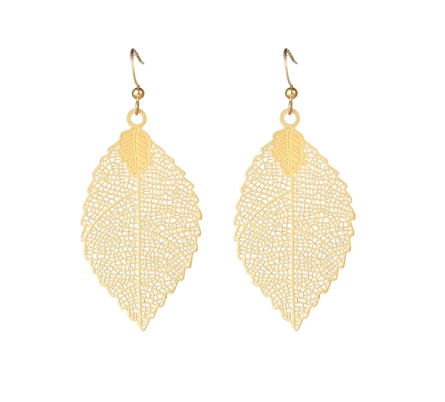 Don’t AsK Goldtone Openwork Leaf Drop Earrings – Filigree Leaf Dangles sold by Zulily
