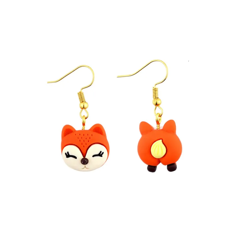 Don’t AsK Goldtone & Orange Asymmetrical Fox and Tail Drop Earrings – Woodland Dangles sold by Zulily