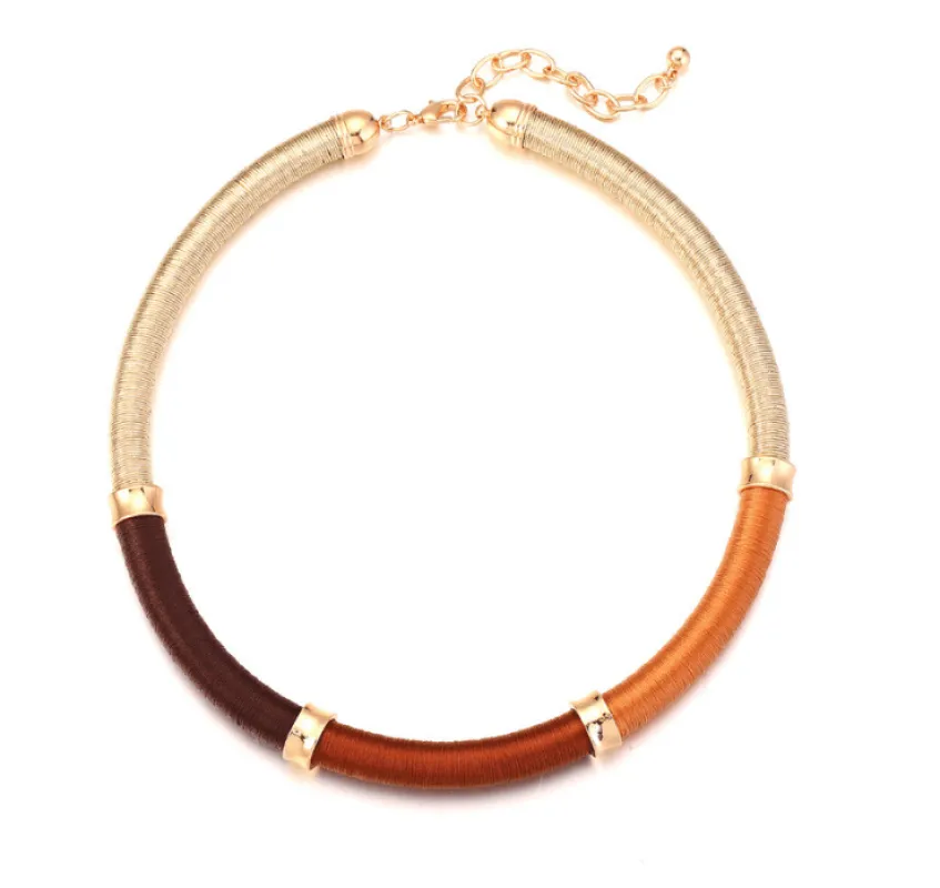 Don’t AsK Orange Threaded Goldtone Necklace – Textured Statement Necklace sold by Zulily