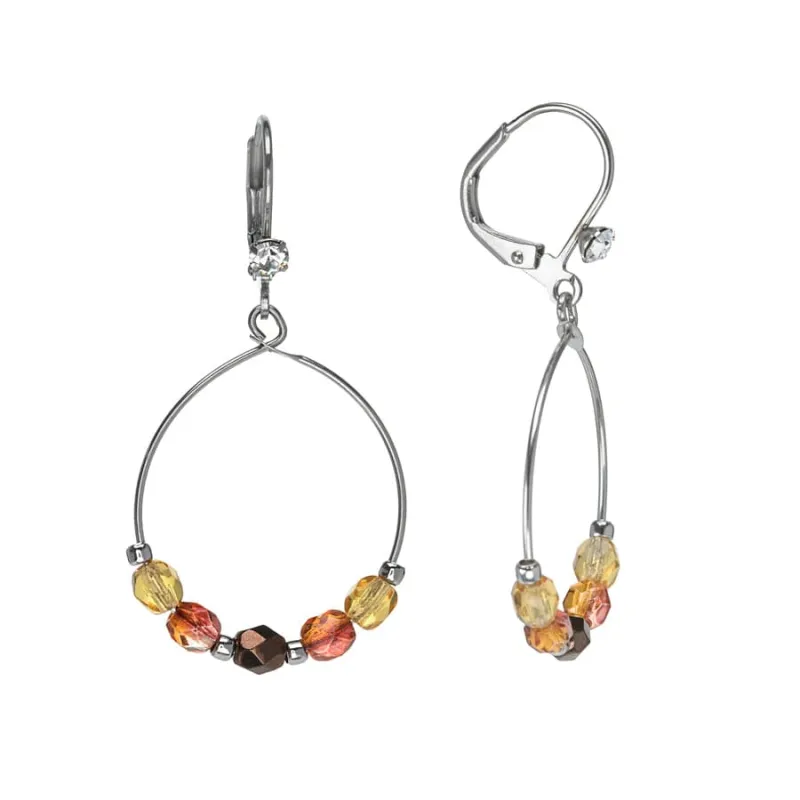 Don’t AsK Brown Orange Yellow Beaded Hoop Earrings – Fall Color Hoops sold by Zulily