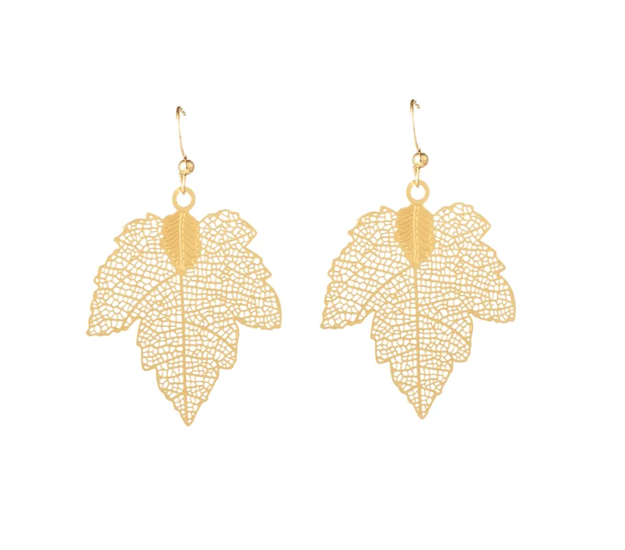 Don’t AsK Goldtone Openwork Maple Leaf Drop Earrings – Filigree Leaf Dangles sold by Zulily