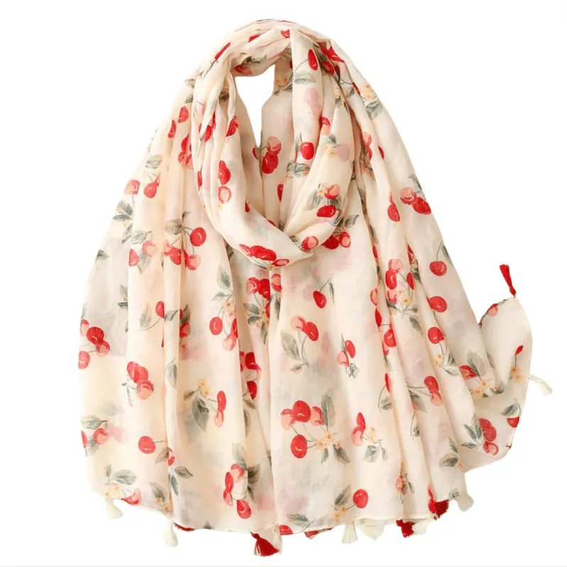 Summer Cherry Scarf with Tassels sold by Zulily