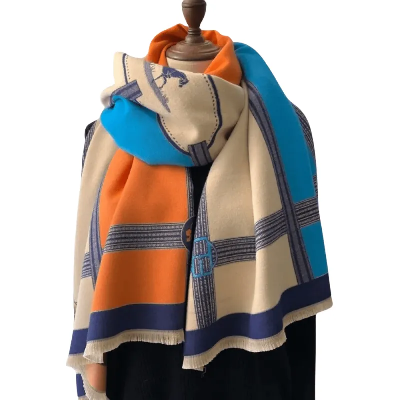 Striped Horse Fringe-Trimmed Scarf in Orange sold by Zulily