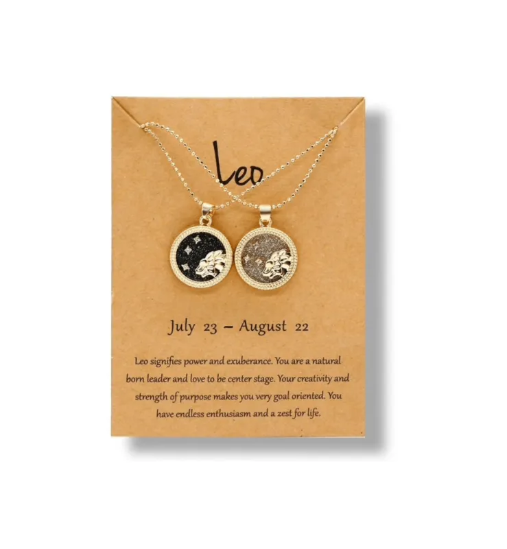 Crystal & 18K Goldtone Plated Zodiac Circular Set of 2 Pendant Necklaces - Leo sold by Zulily