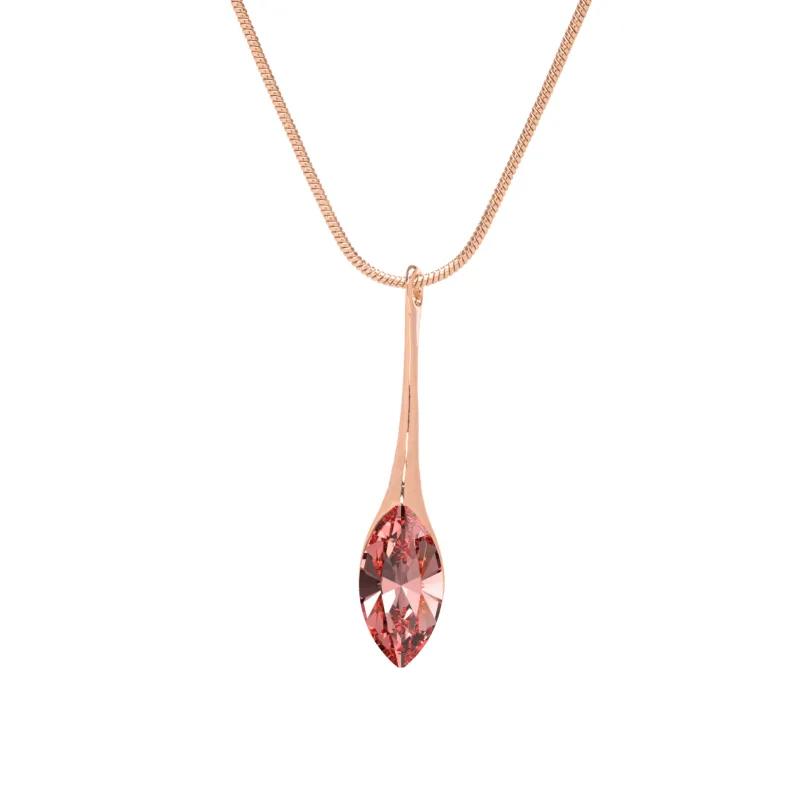 Elegant Long Rose Peach Marquis Navette Drop Necklace with Swarovski Crystals sold by Zulily