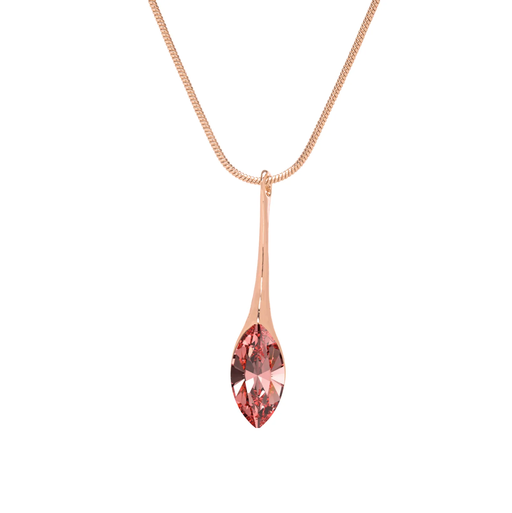 Elegant Long Rose Peach Marquis Navette Drop Necklace with Swarovski Crystals sold by Zulily