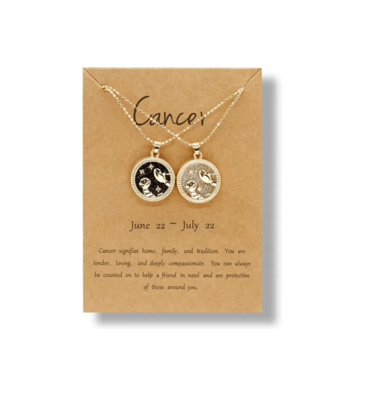 Crystal & 18K Goldtone Plated Zodiac Circular Set of 2 Pendant Necklaces - Cancer sold by Zulily