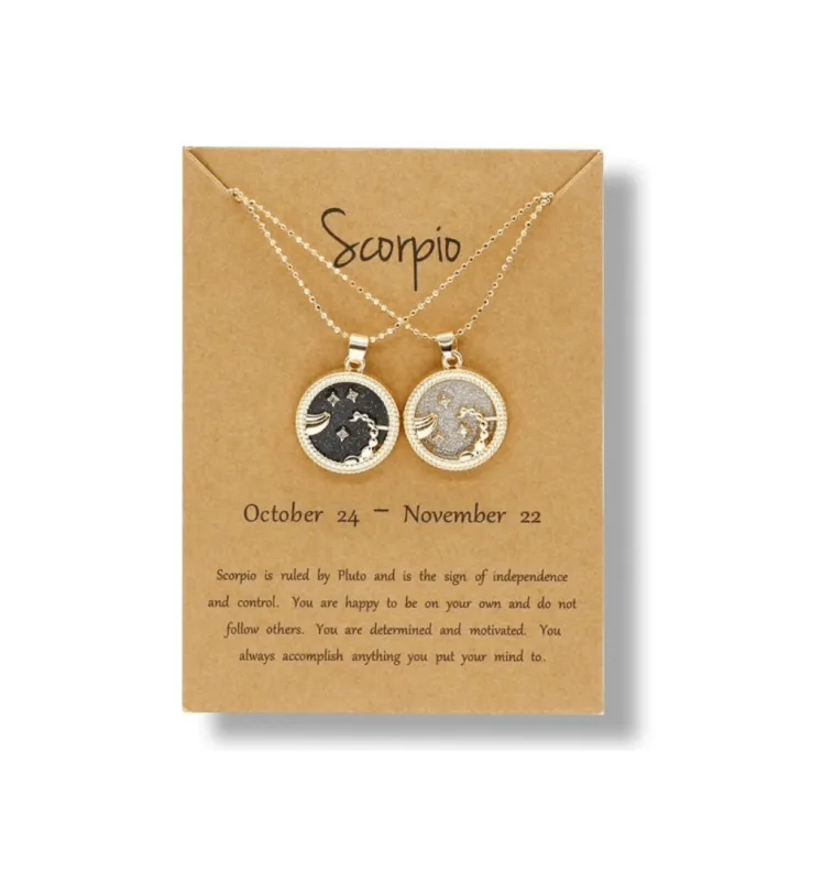 Crystal & 18K Goldtone Plated Zodiac Circular Set of 2 Pendant Necklaces - Scorpio made by Zulily