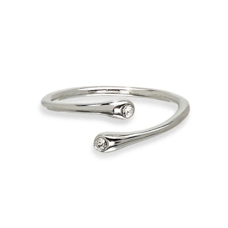 Timeless Bypass Adjustable Ring with Swarovski Crystals in Silvertone by Callura sold by Zulily