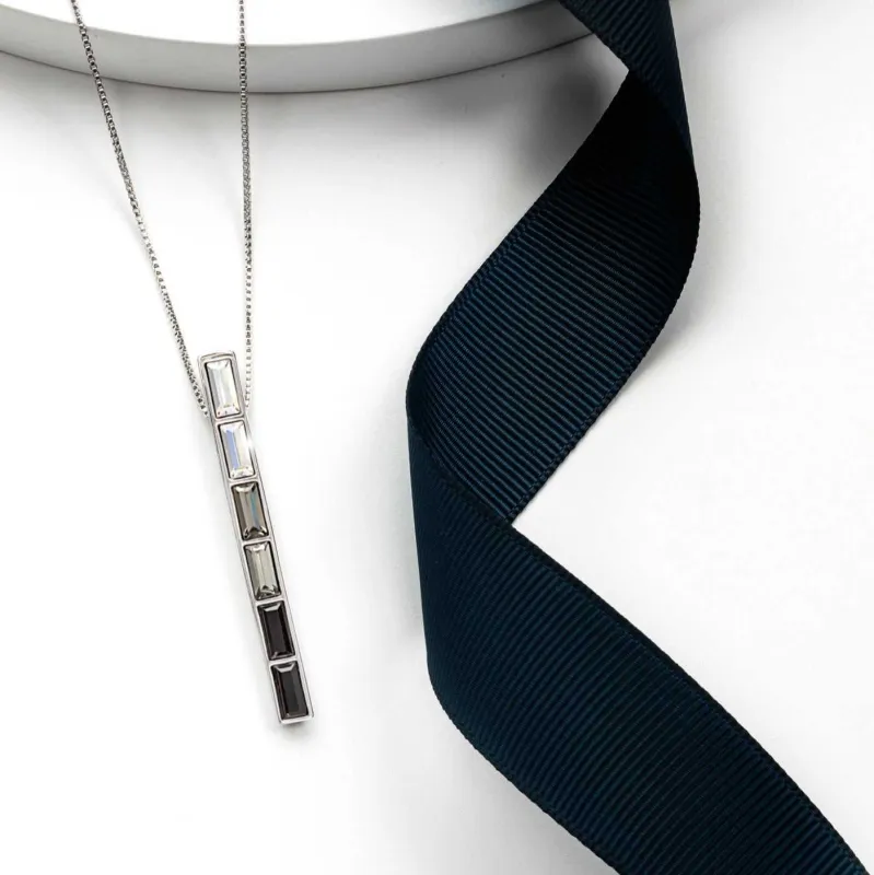 Black Diamond Swarovski Crystal Necklace – Rectangular Crystal Swarovski Bar Pendant Necklace sold by Zulily