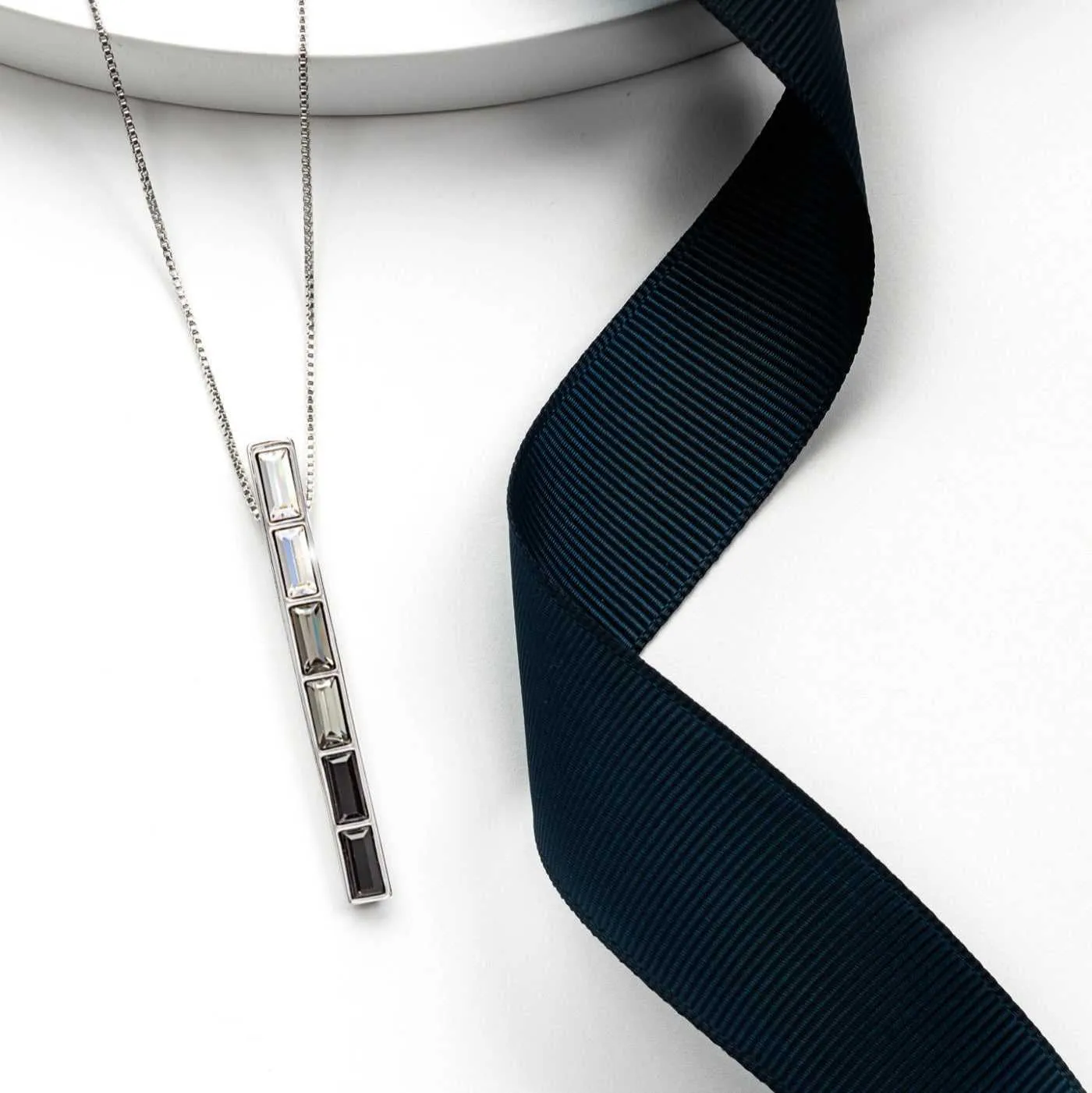 Black Diamond Swarovski Crystal Necklace – Rectangular Crystal Swarovski Bar Pendant Necklace sold by Zulily