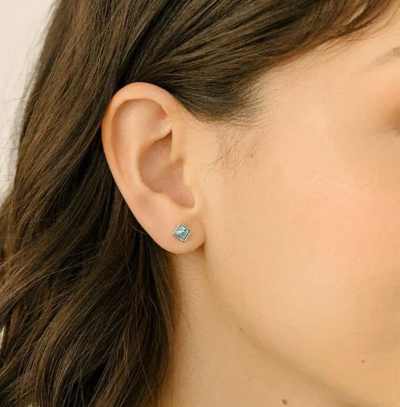 Aqua Swarovski Crystal Earrings – Aqua Swarovski Crystal Square Stud Earrings sold by Zulily