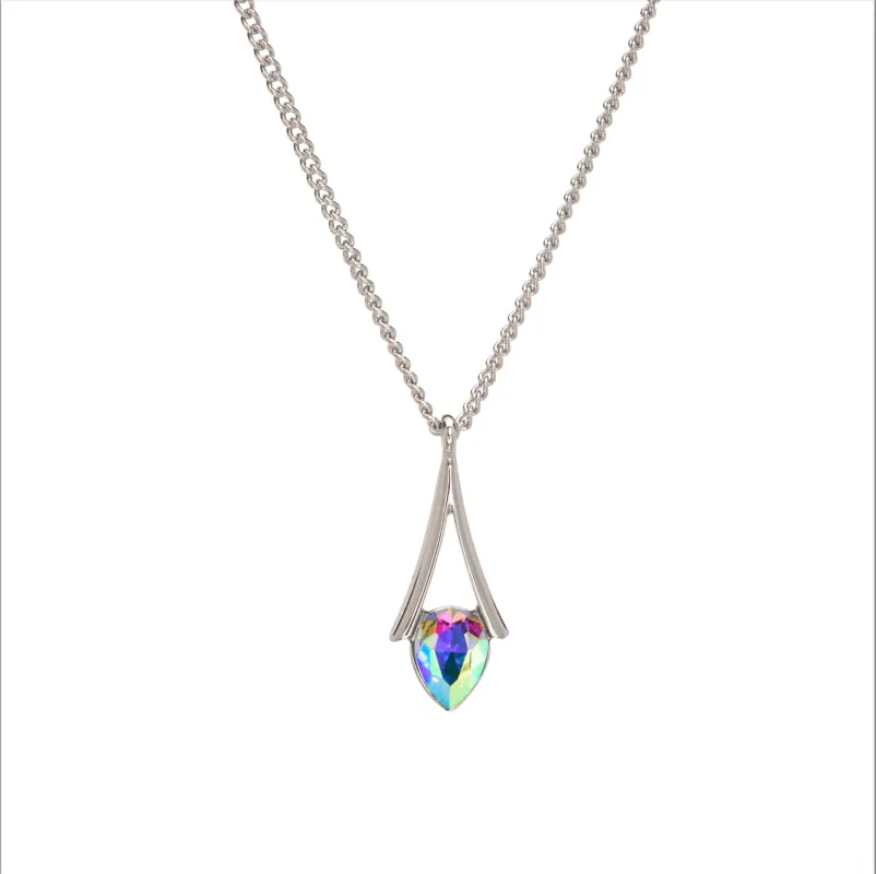 Aurora Borealis Swarovski Crystal Necklace – Modern Teardrop Crystal Pendant Necklace sold by Zulily