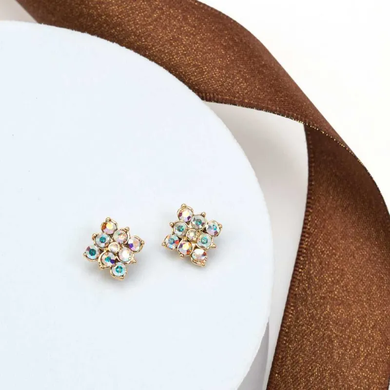 Gold Aurora Borealis Swarovski Crystal Earrings – Goldtone Aurora Borealis Swarovski Crystal Floral Stud Earrings sold by Zulily
