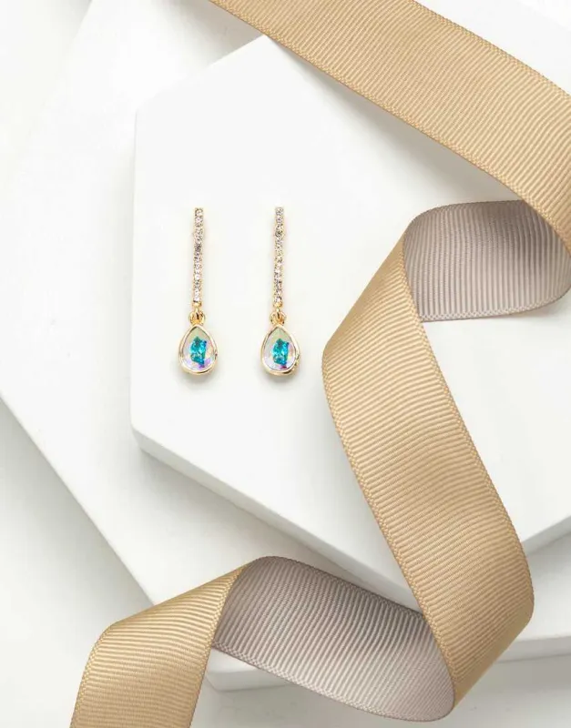 Gold Aurora Borealis Swarovski Crystal Earrings – Pave Crystal Bar Teardrop Earrings sold by Zulily