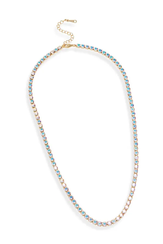 Goldtone Aurora Borealis Crystal Tennis Necklace with Swarovski Crystals sold by Zulily