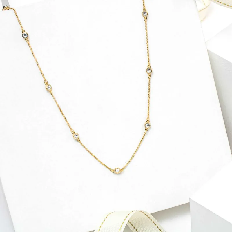 Goldtone Swarovski Crystal Necklace – Goldtone Station Necklace With Swarovski Crystals sold by Zulily