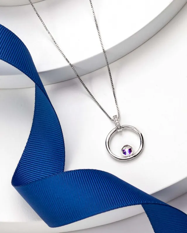 Silver Aurora Borealis Swarovski Crystal Necklace – Open Circle Dainty Crystal Pendant Necklace sold by Zulily