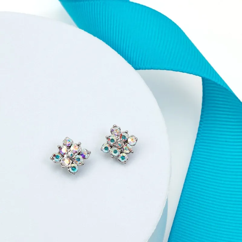 Silver Aurora Borealis Swarovski Crystal Earrings – Goldtone Aurora Borealis Swarovski Crystal Floral Stud Earrings sold by Zulily