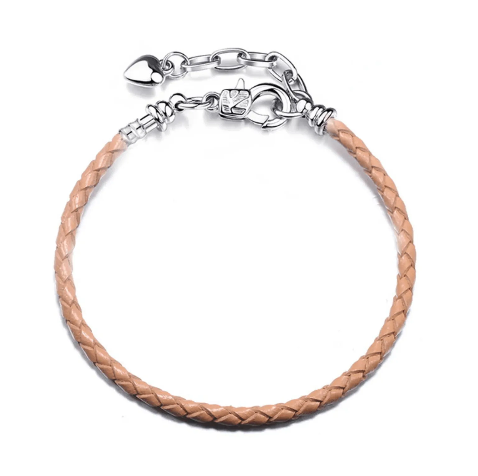 Silvertone braided leather adjustable charm bracelet sold by Zulily