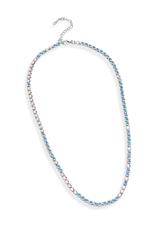 Silvertone Aurora Borealis Crystal Tennis Necklace with Swarovski Crystals sold by Zulily