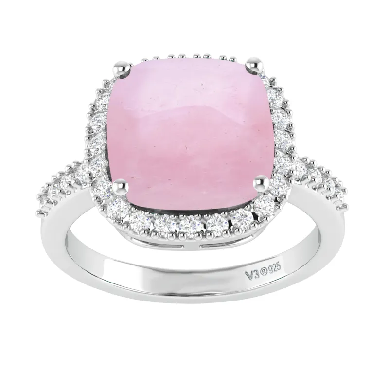 V3 Jewelry Natural Pink Opal and White Topaz Sterling Silver Halo Ring sold by Zulily