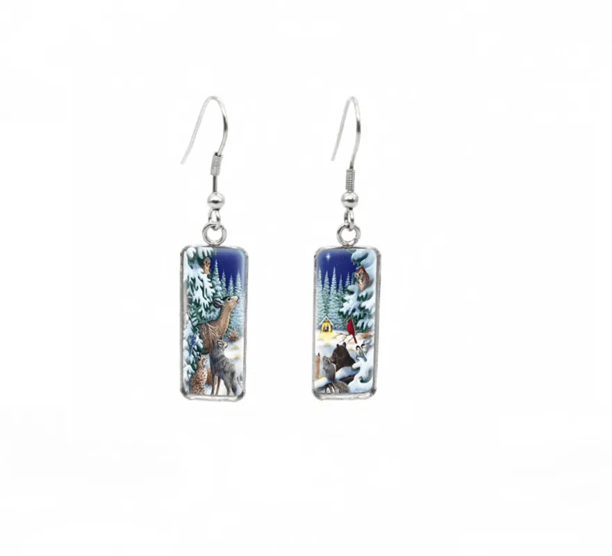 Don't AsK Rectangular Art-Print Drop Earrings – Wintertime Animals – Lightweight Dangle Earrings for Women sold by Zulily