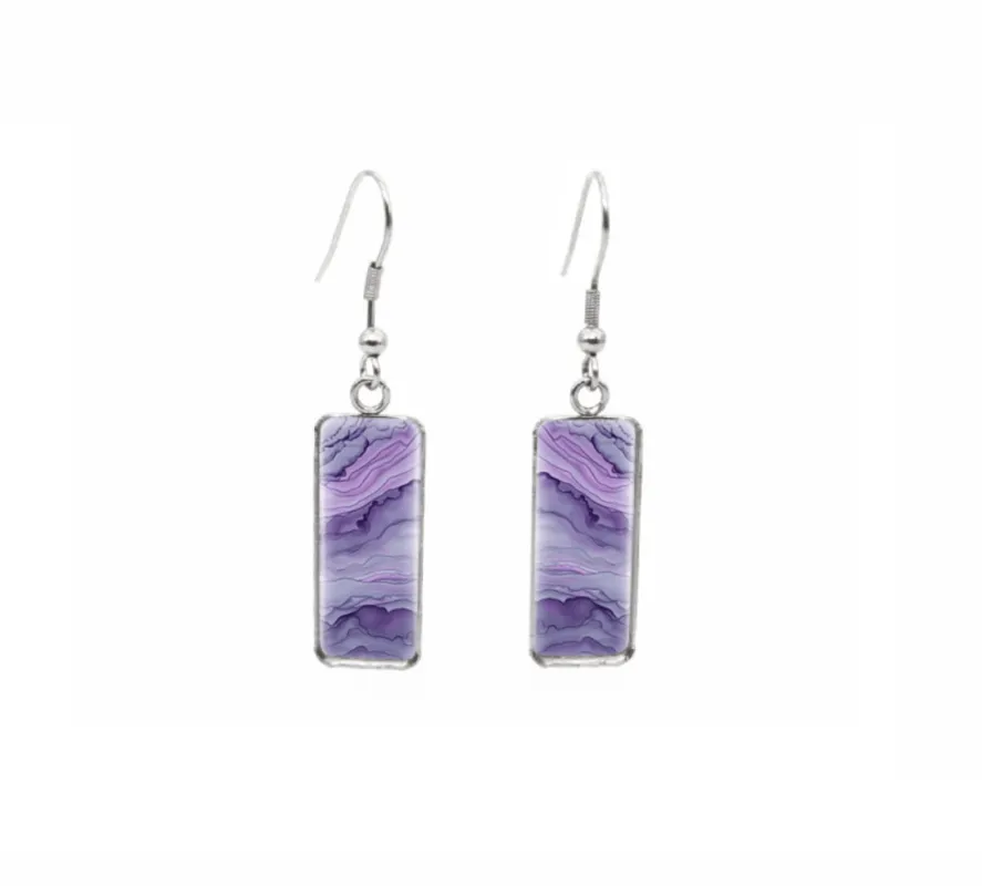 Don't AsK Rectangular Art-Print Drop Earrings – Purple Gradient – Lightweight Dangle Earrings for Women sold by Zulily