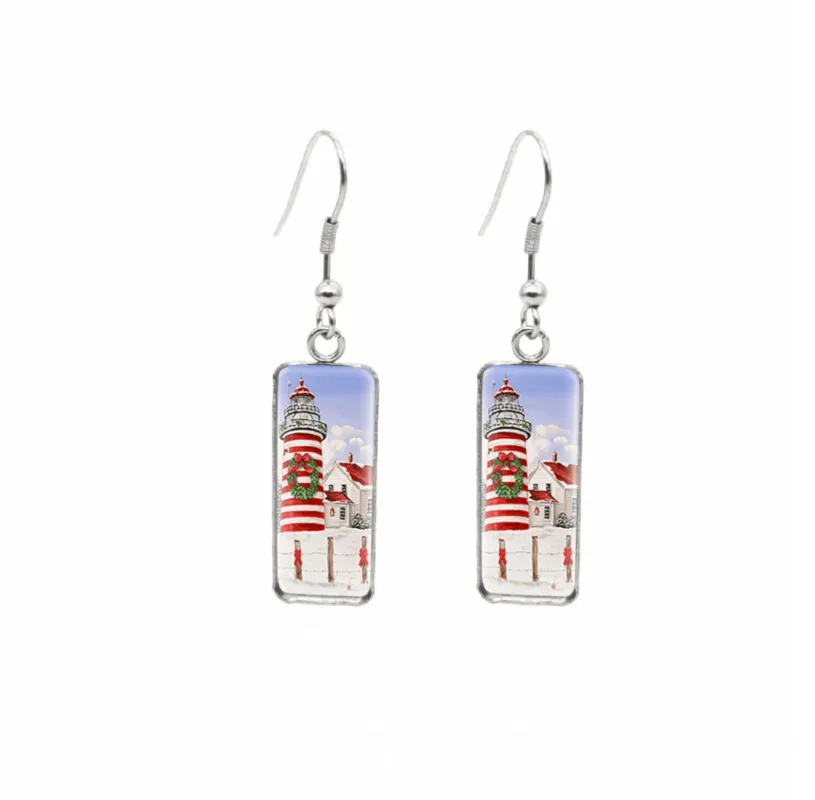 Don't AsK Rectangular Art-Print Drop Earrings – Winter Village – Lightweight Dangle Earrings for Women sold by Zulily