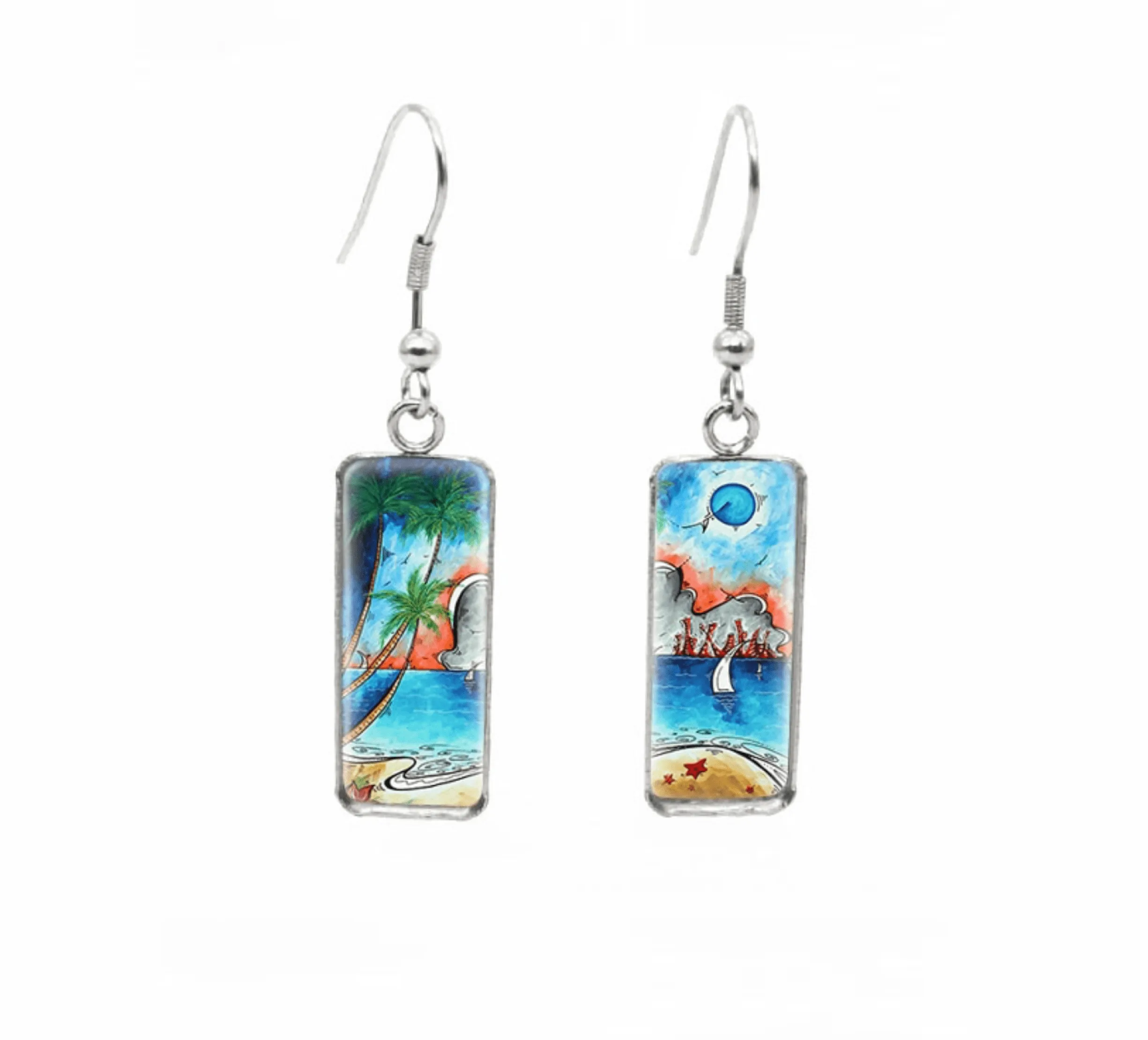 Don't AsK Rectangular Art-Print Drop Earrings – Beach Front – Lightweight Dangle Earrings for Women sold by Zulily