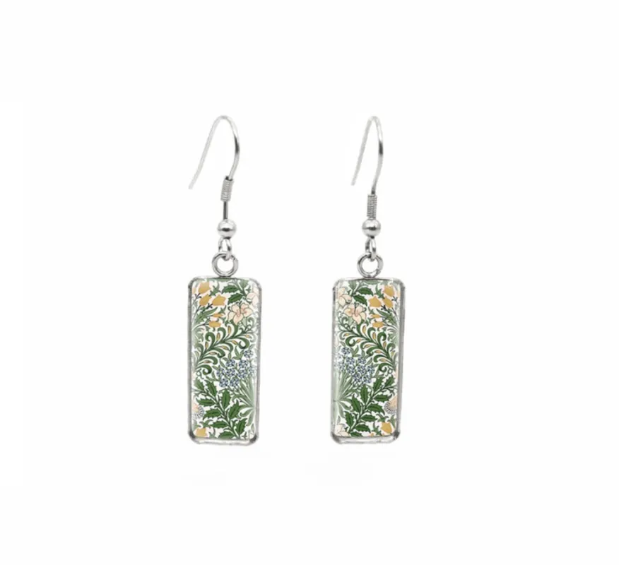 Don't AsK Rectangular Art-Print Drop Earrings – Green Multi Floral – Lightweight Dangle Earrings for Women sold by Zulily