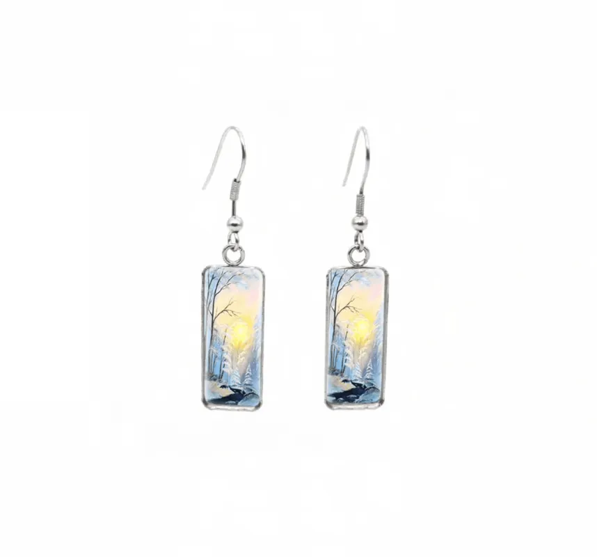 Don't AsK Rectangular Art-Print Drop Earrings – Winter Forest – Lightweight Dangle Earrings for Women sold by Zulily