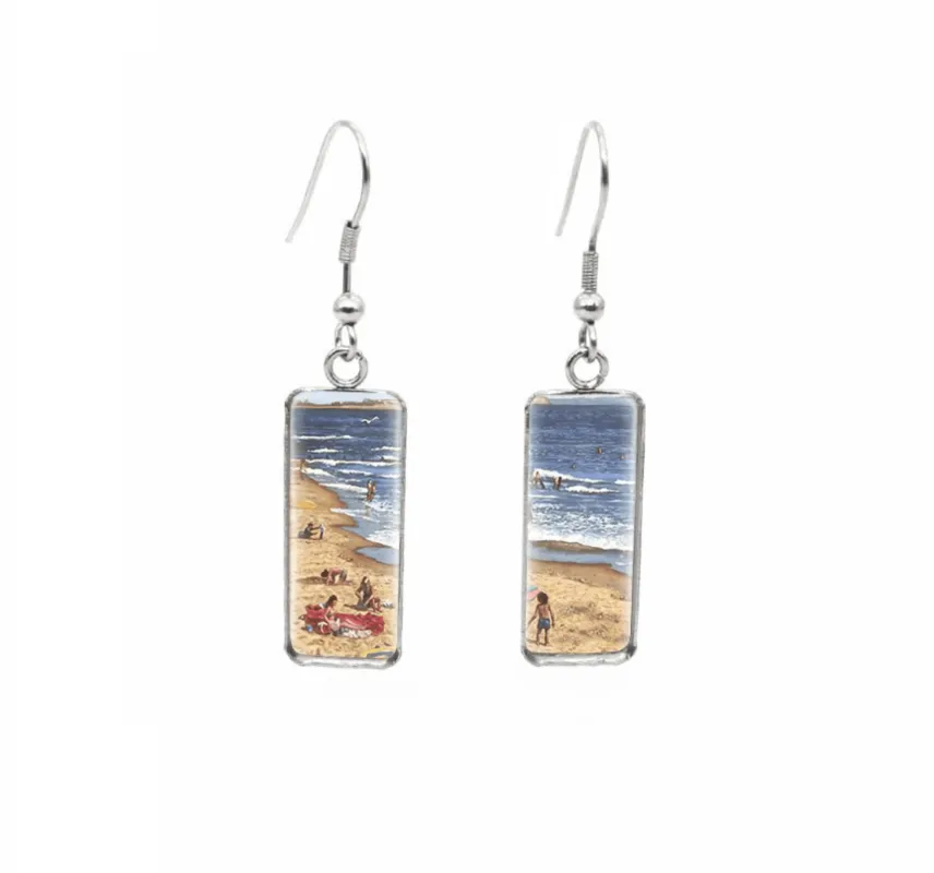 Don't AsK Rectangular Art-Print Drop Earrings – Day at the Beach – Lightweight Dangle Earrings for Women sold by Zulily