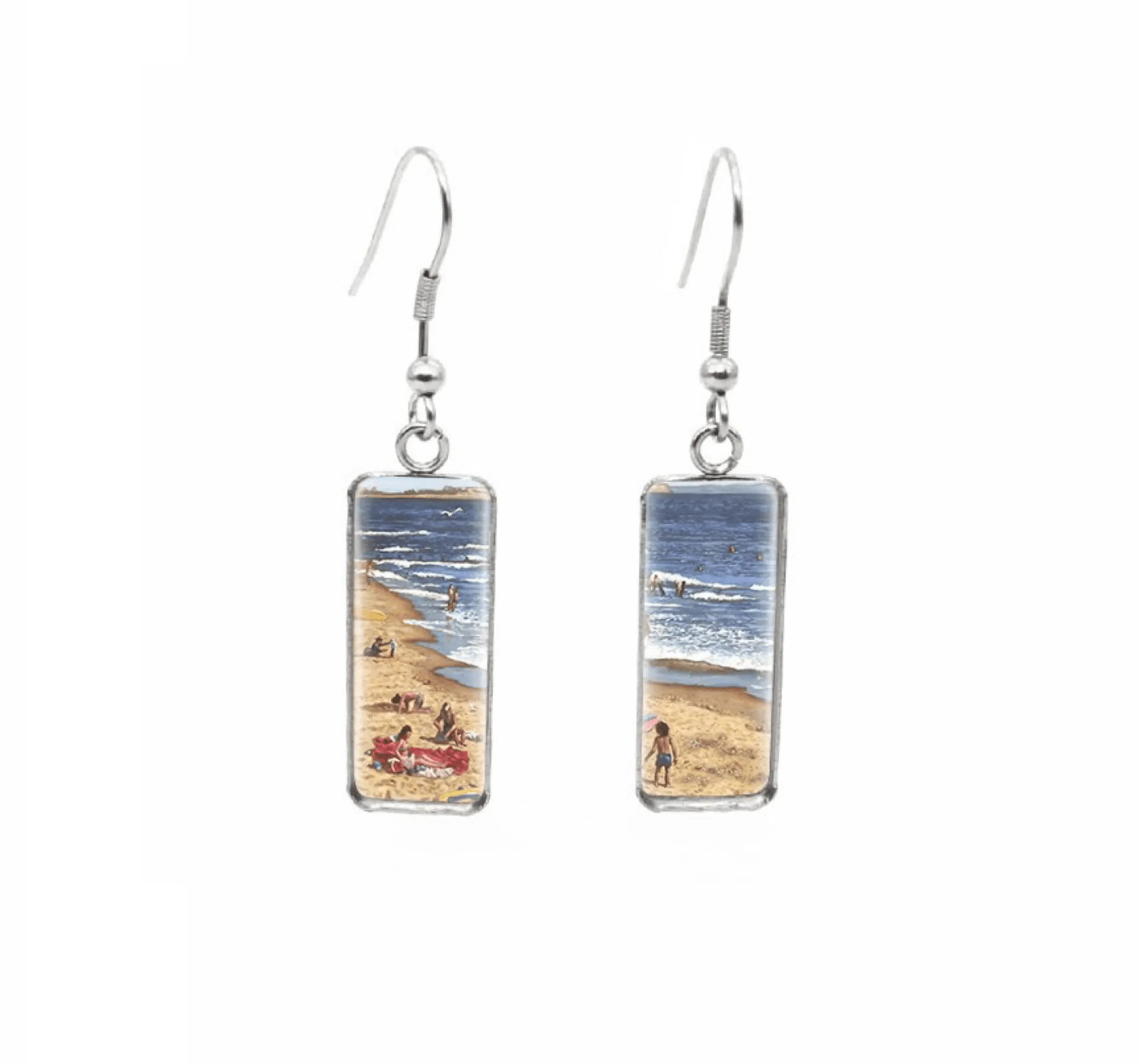 Don't AsK Rectangular Art-Print Drop Earrings – Day at the Beach – Lightweight Dangle Earrings for Women sold by Zulily