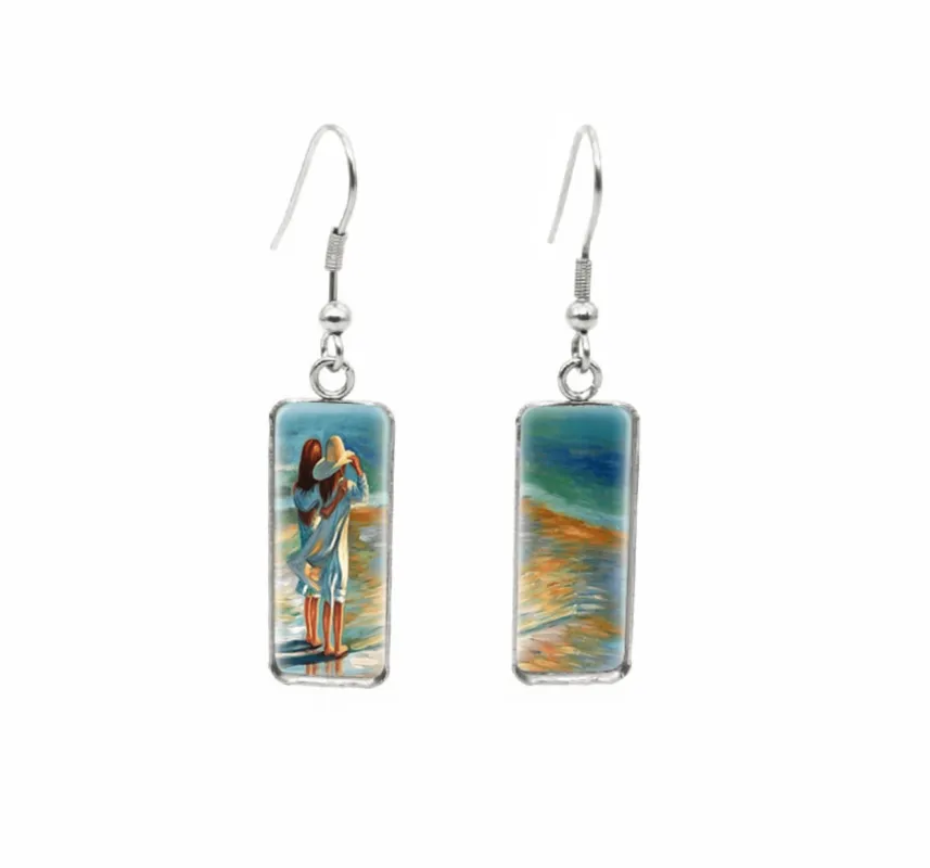 Don't AsK Rectangular Art-Print Drop Earrings – Looking out to Sea – Lightweight Dangle Earrings for Women sold by Zulily